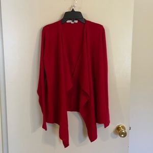 Ellen Tracy Asymmetrical fly-away red Cardigan